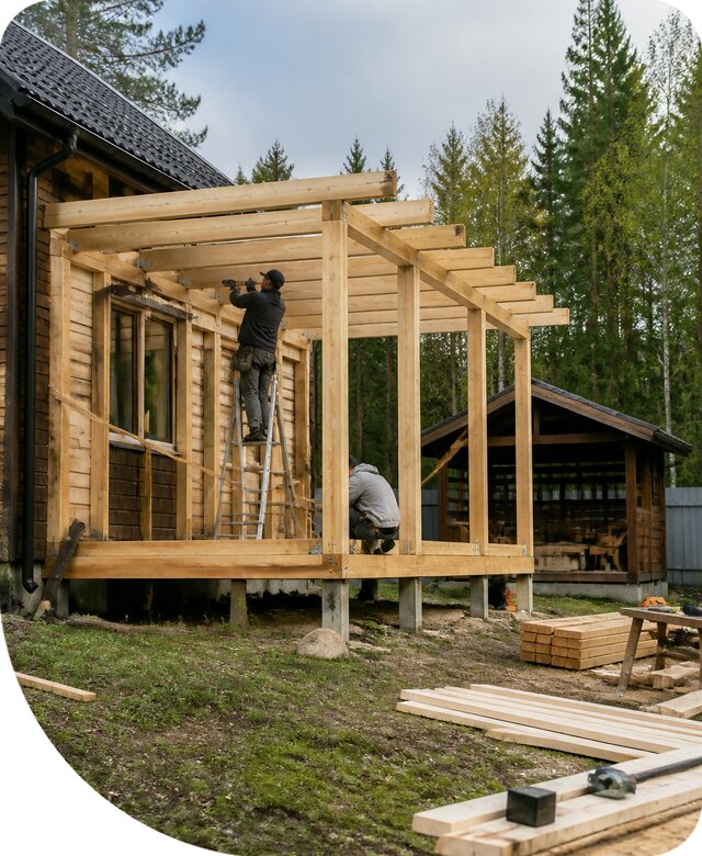 Строительство пристроек и построек на участке в Кольчугине